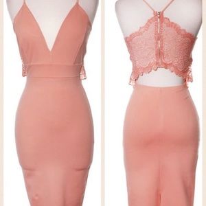 Pink lace back dress